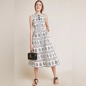 ANTHROPOLGIE Woodblock MIDI Sleeveless Dress